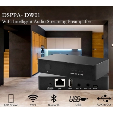 DSPPA DW01 Медіаплеєр інтелектуальний підсилювач потокового аудіо Wi-Fi з Bluetooth