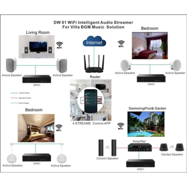 DSPPA DW01 Медіаплеєр інтелектуальний підсилювач потокового аудіо Wi-Fi з Bluetooth