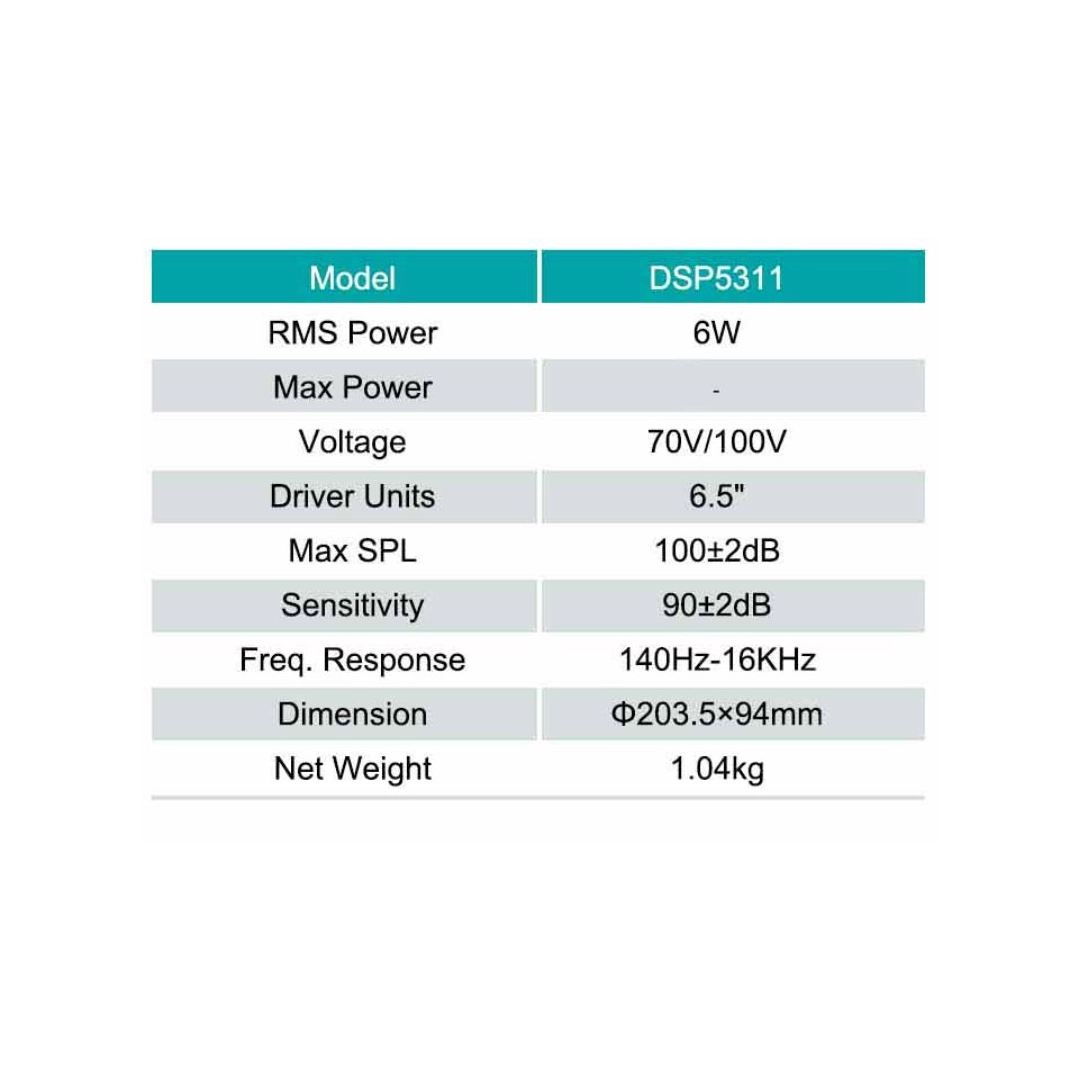 DSPPA DSP5311B 6,5-дюймовий стельовий динамік для поверхневого монтажу колір чорний