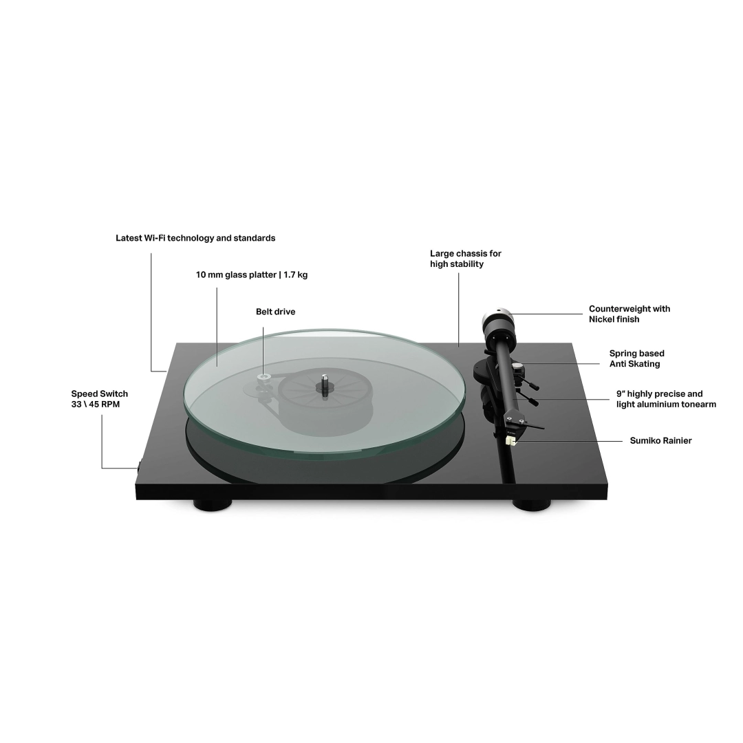 Вініловий програвач Pro-Ject T2 High Gloss Black Rainier Вініловий програвач Pro-Ject T2 High Gloss Black Rainier