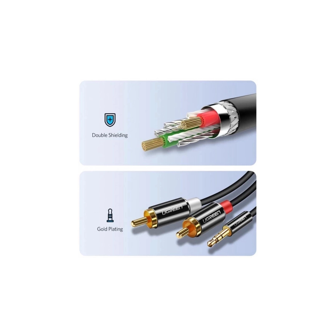 Аудіокабель Ugreen AV116 3.5 mm to 2RCA Audio Cable, 1 m Black 10749 Аудіокабель Ugreen AV116 3.5 mm to 2RCA Audio Cable, 1 m Black 10749