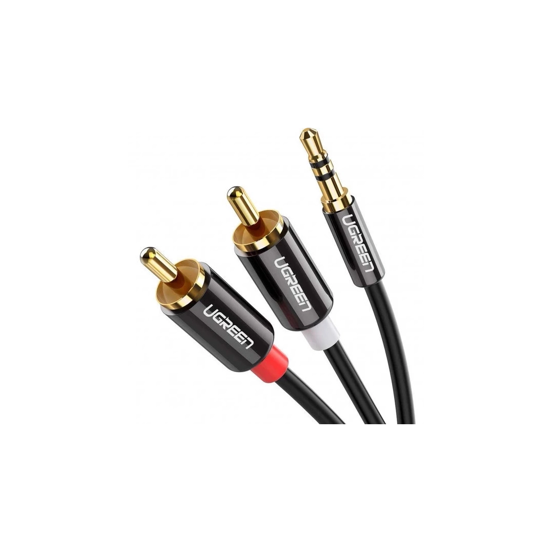 Аудіокабель Ugreen AV116 3.5 mm to 2RCA Audio Cable, 1 m Black 10749