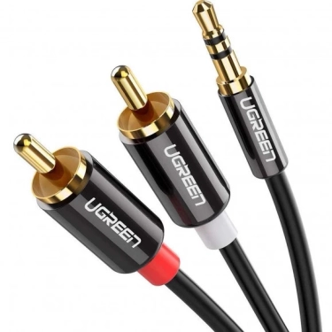 Аудіокабель Ugreen AV116 3.5 mm to 2RCA Audio Cable, 1 m Black 10749