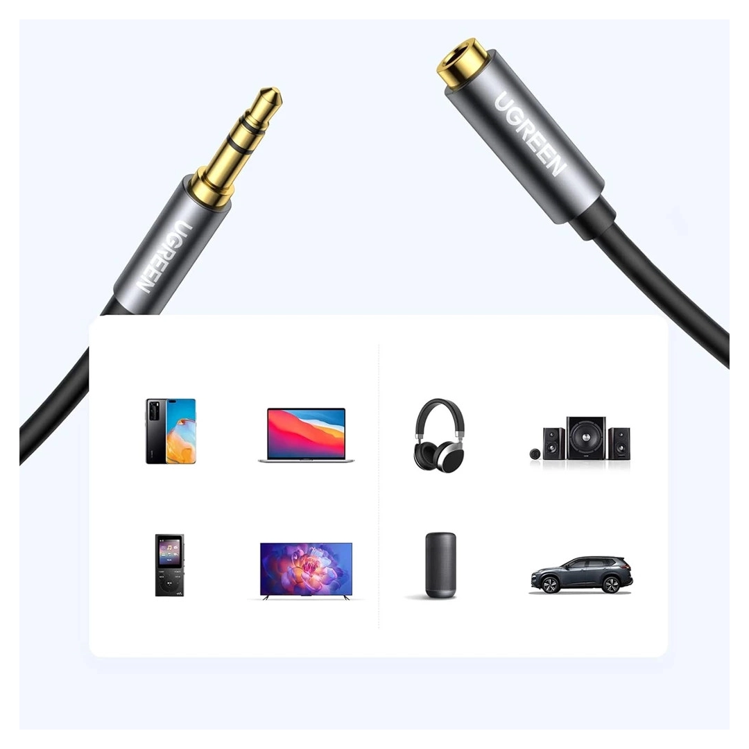 Кабель подовжувач Ugreen AV118 3.5 mm Male to 3.5 mm Female, 1 m Black 10592 Кабель подовжувач Ugreen AV118 3.5 mm Male to 3.5 mm Female, 1 m Black 10592