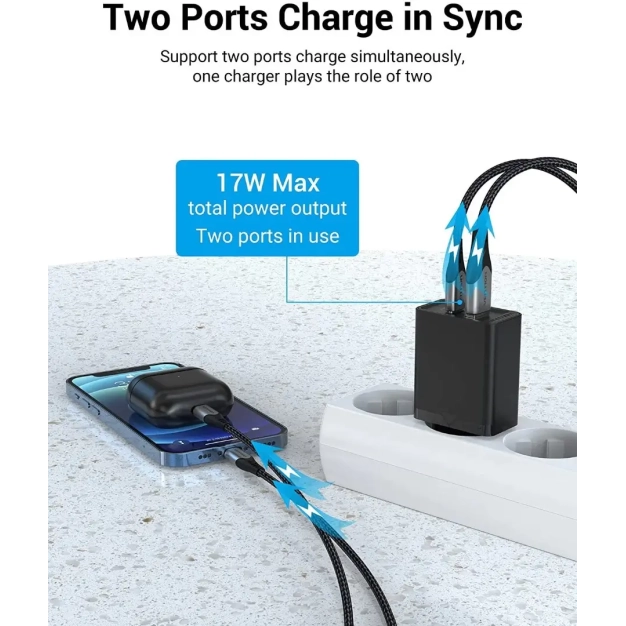 Зарядний пристрій Vention USB Type C+QC4.0 (18-20W) Black (FBBB0-EU)