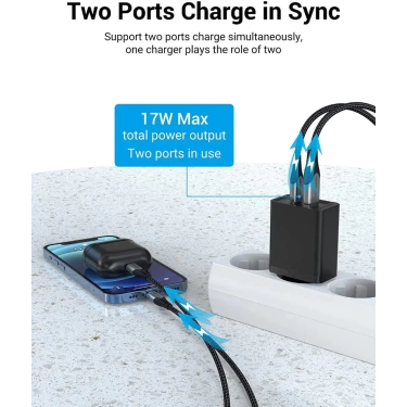 Зарядний пристрій Vention USB Type C+QC4.0 (18-20W) Black (FBBB0-EU)