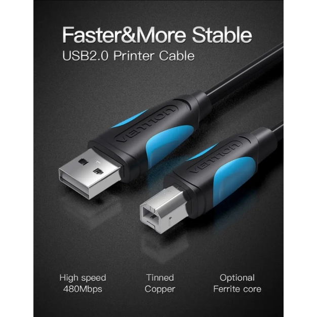 Кабель для принтера Vention USB A Male - B Male Print 2 м (VAS-A16-B200) Кабель для принтера Vention USB A Male - B Male Print 2 м (VAS-A16-B200)