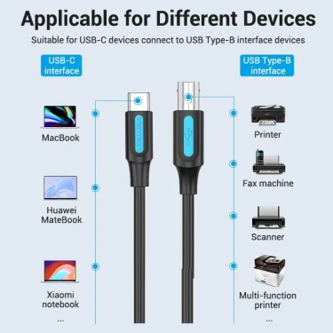 Кабель для принтера Vention USB Type C-B Male Print 2 м (CQUBH)