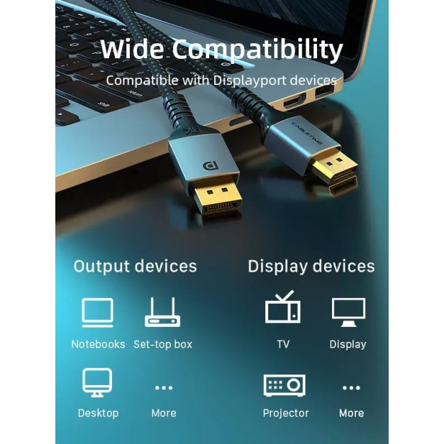 Кабель Cabletime DisplayPort v1.4 1m, 8K 60 Hz, 4K 144Hz, 2K 165Hz, 1080P 240Hz (CD11H) Кабель Cabletime DisplayPort v1.4 1m, 8K 60 Hz, 4K 144Hz, 2K 165Hz, 1080P 240Hz (CD11H)
