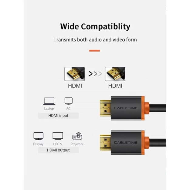 Кабель HDMI Cabletime HDMI-HDMI, 3m, v2.0, 4K 60Hz (CH23N) Кабель HDMI Cabletime HDMI-HDMI, 3m, v2.0, 4K 60Hz (CH23N)