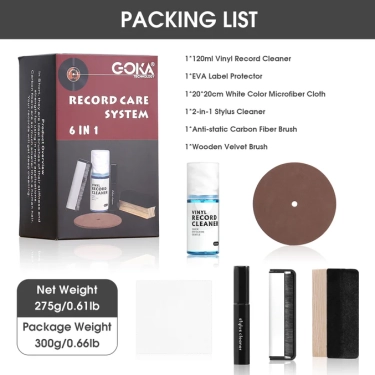 Набір для догляду за вініловими пластинками (6 в 1) Goka GK-R59
