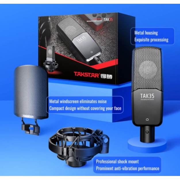 Високочутливий конденсаторний мікрофон  Takstar TAK35 Wired microphone Black Високочутливий конденсаторний мікрофон  Takstar TAK35 Wired microphone Black