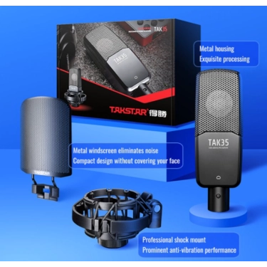 Високочутливий конденсаторний мікрофон  Takstar TAK35 Wired microphone Black