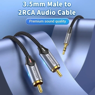 Аудіокабель Vention AUX 3.5 mm M - 2xRCA M, 1 m, Black (BCNBF) ціна