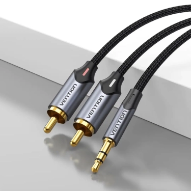Аудіокабель Vention AUX 3.5 mm M - 2xRCA M, 2 m, Black (BCNBH) ціна