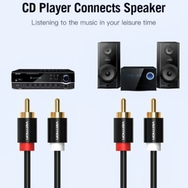 Аудіокабель Vention 2RCA Male to 2RCA Male 1m, Black (VAB-R06-B100)