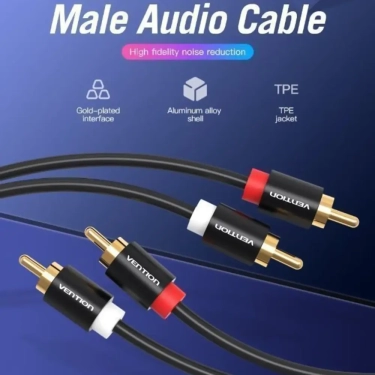 Аудіокабель Vention 2RCA Male to 2RCA Male 1m, Black (VAB-R06-B100)