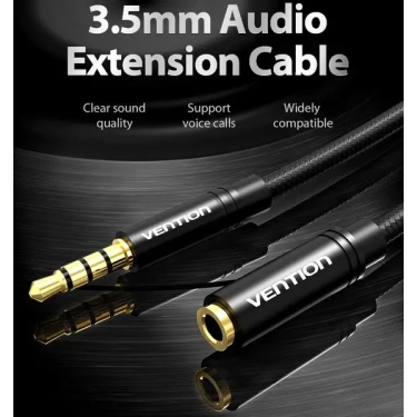 Аудіокабель Vention 3.5 mm M - 3.5 mm F, 2 m, 3 pin (VAB-B06-B200-M)