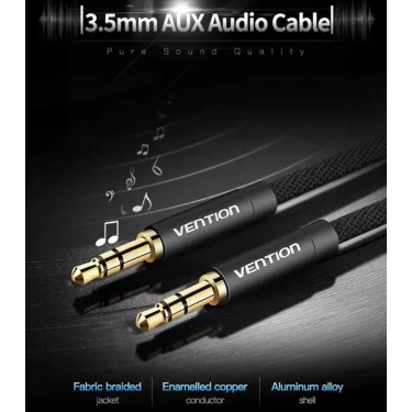 Аудіокабель Vention 3.5 M - 3.5 M, 1.5 m, Black, 3 pin (P350AC150-BM)