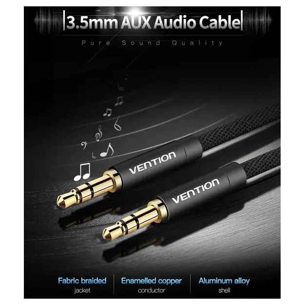 Аудіокабель Vention 3.5 M - 3.5 M, 1 m, Black, 3 pin (P350AC100-BM) Аудіокабель Vention 3.5 M - 3.5 M, 1 m, Black, 3 pin (P350AC100-BM)