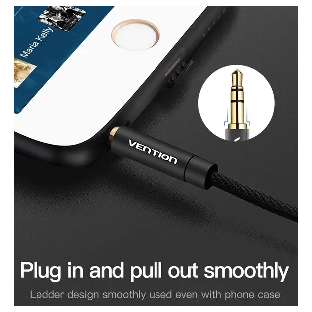 Аудіокабель Vention 3.5 M - 3.5 M, 1 m, Black, 3 pin (P350AC100-BM) Аудіокабель Vention 3.5 M - 3.5 M, 1 m, Black, 3 pin (P350AC100-BM)