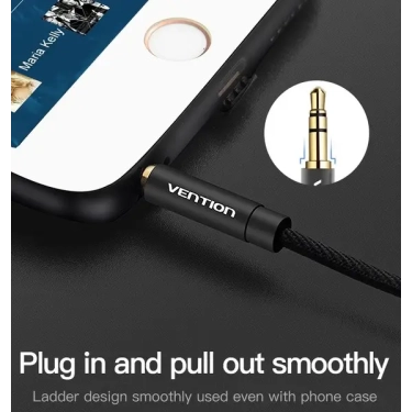 Аудіокабель Vention 3.5 M - 3.5 M, 1 m, Black, 3 pin (P350AC100-BM)