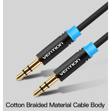 Аудіокабель Vention 3.5 M - 3.5 M, 0.5 m, Black, 3 pin (P350AC050-BM)