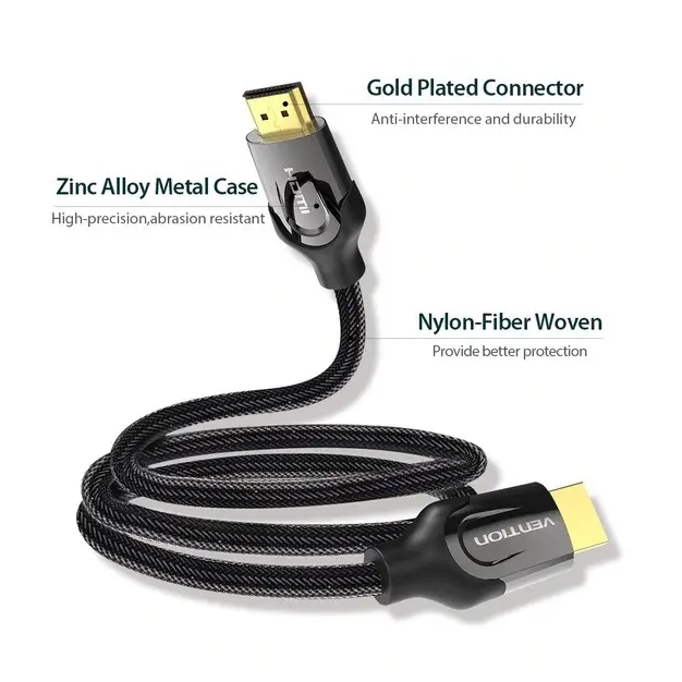 Кабель HDMI Vention HDMI-HDMI, 1m, v2.0, 4K 60Hz (VAA-B05-B100) купити