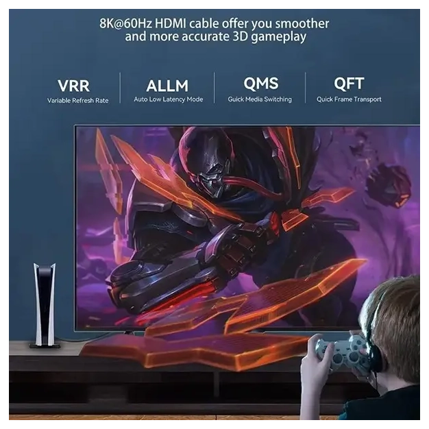 Кабель Vention HDMI-HDMI 3m, v2.1, 8K 60Hz, 4K 120Hz, 2K 144Hz (AANBI)