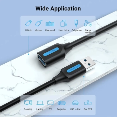 Кабель цифровий Vention USB 3.0 - OTG USB3.0, 0.5 m, Black (CBHBD)
