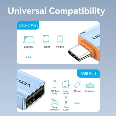 Перехідник Vention USB-C Male to USB3.0 Female OTG (CUBH0) купити
