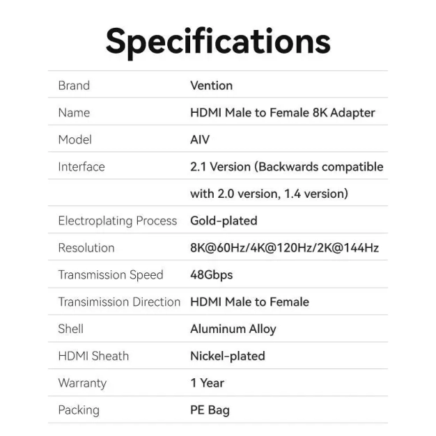 Перехідник Vention HDMI A - HDMI F прямий (AIVH0), оцінка користувачів. Перехідник Vention HDMI A - HDMI F прямий (AIVH0), оцінка користувачів.