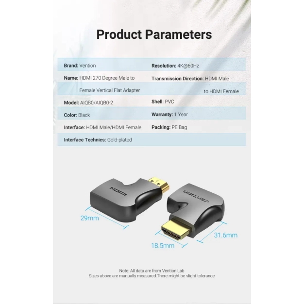 Перехідник Vention HDMI M to F Adapter 270° Degree Правий (AIQB0) ціна Перехідник Vention HDMI M to F Adapter 270° Degree Правий (AIQB0) ціна