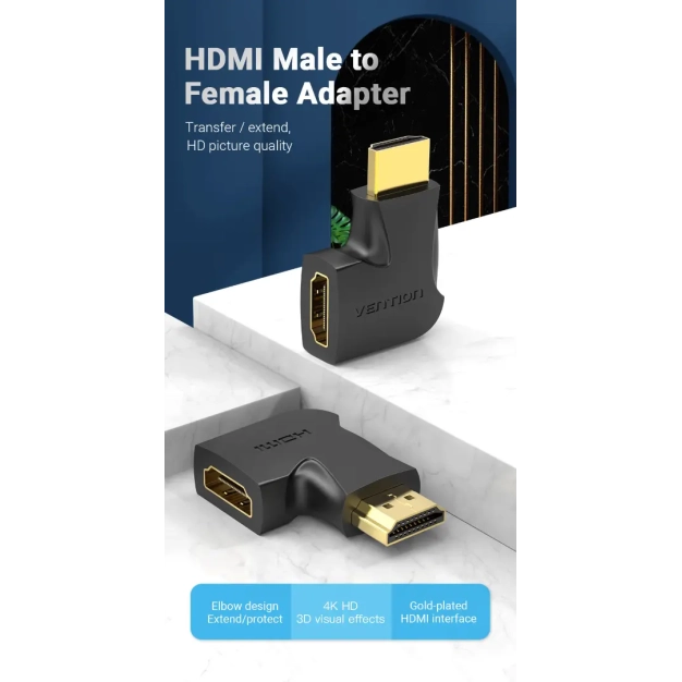 Перехідник Vention HDMI M to F Adapter 90° Degree Лівий (AIPB0) купити Перехідник Vention HDMI M to F Adapter 90° Degree Лівий (AIPB0) купити