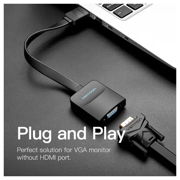 Перехідник Vention HDMI-VGA, 0.2m, звук та живлення (ACKBB / 74346) ціна Перехідник Vention HDMI-VGA, 0.2m, звук та живлення (ACKBB / 74346) ціна
