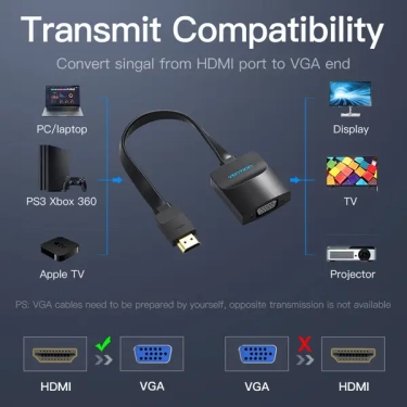 Перехідник Vention HDMI-VGA, 0.2m, звук та живлення (ACKBB / 74346) ціна