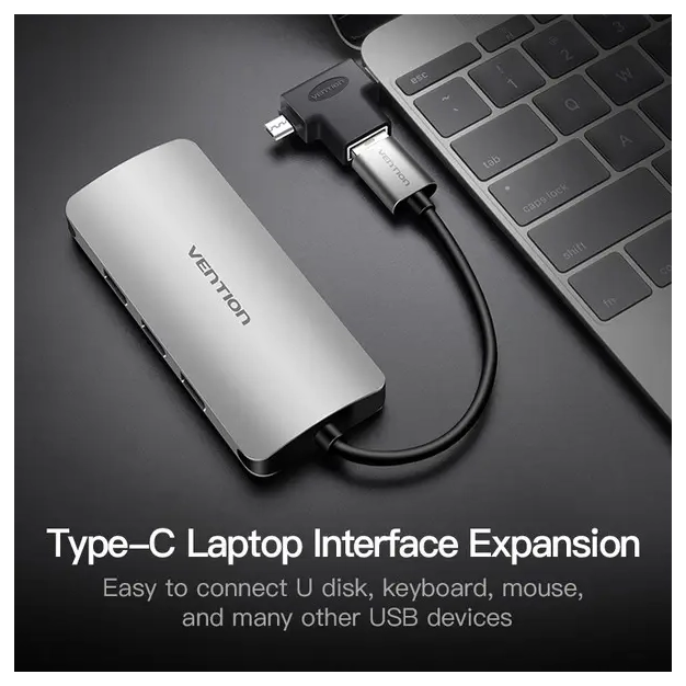 Перехідник Vention USB C 3.1/USB 3.0 OTG AF/microUSB BM (CDIB0) Перехідник Vention USB C 3.1/USB 3.0 OTG AF/microUSB BM (CDIB0)