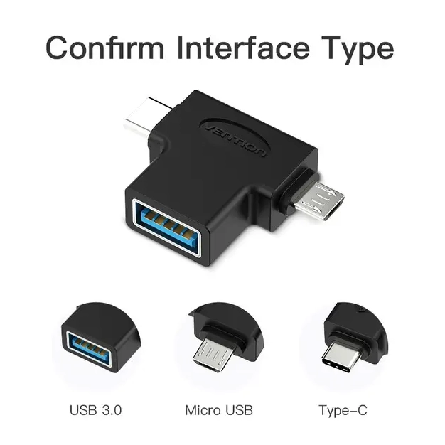 Перехідник Vention USB C 3.1/USB 3.0 OTG AF/microUSB BM (CDIB0) Перехідник Vention USB C 3.1/USB 3.0 OTG AF/microUSB BM (CDIB0)
