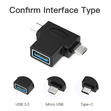 Перехідник Vention USB C 3.1/USB 3.0 OTG AF/microUSB BM (CDIB0)