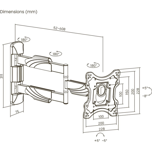 Кронштейн для телевізора Brateck KMA28-223L, відео.