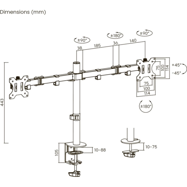 Кронштейн для монітора Brateck LDT12-C024N, відео.
