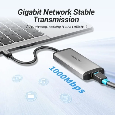 USB-хаб Vention 3-Port, RJ-45, PD(type-c) 0.15M Black (TGDHB) купити