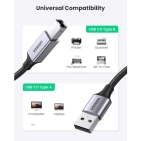 Кабель USB Ugreen US369 USB-A 2.0 - USB-B 2.0 Braided, 1.5m Black 80802 Кабель USB Ugreen US369 USB-A 2.0 - USB-B 2.0 Braided, 1.5m Black 80802
