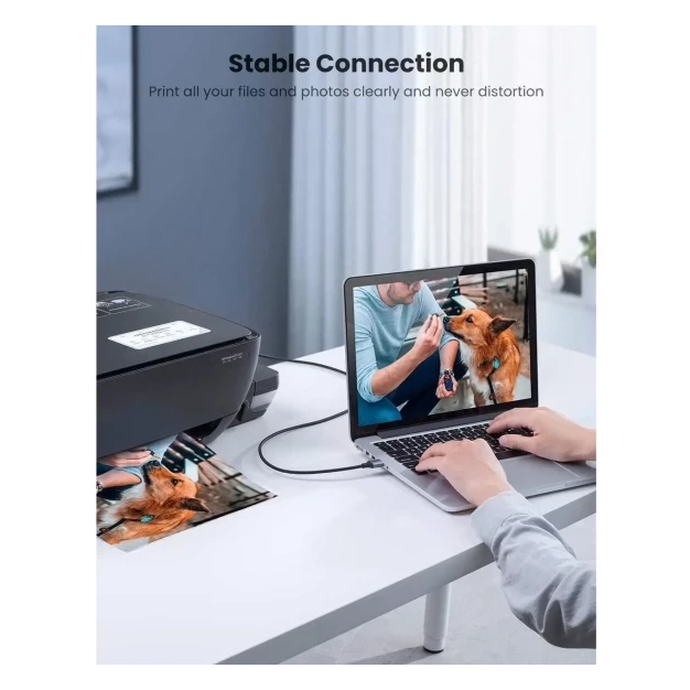 Кабель USB Ugreen US369 USB-A 2.0 - USB-B 2.0 Braided, 1.5m Black 80802 Кабель USB Ugreen US369 USB-A 2.0 - USB-B 2.0 Braided, 1.5m Black 80802