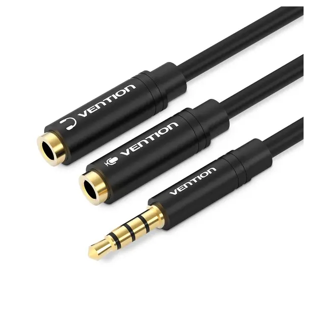 Аудіокабель Vention Audio 3.5mm M 4pin - 2x3.5mm F 0.3 м (BBVBY)