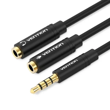 Аудіокабель Vention Audio 3.5mm M 4pin - 2x3.5mm F 0.3 м (BBVBY)
