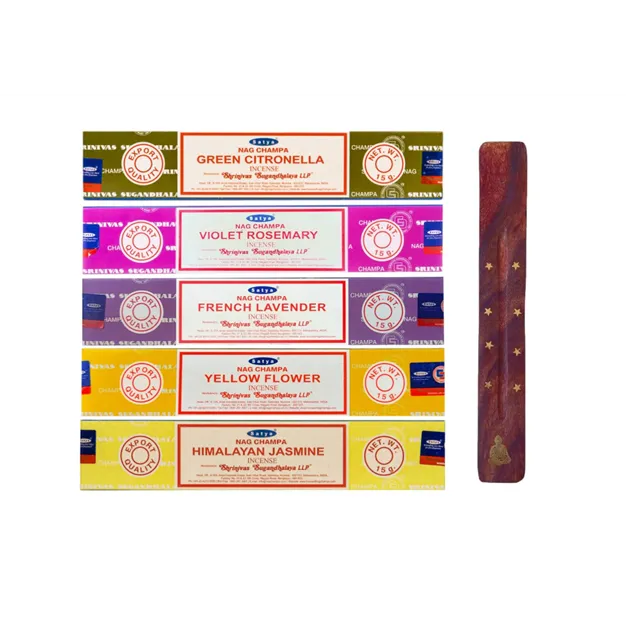 Incense sticks (set) Flora Satya 5 pcs with stand