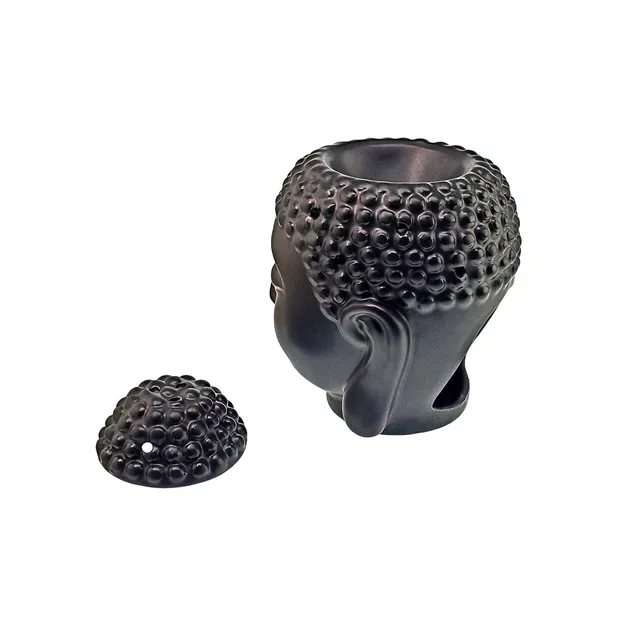Ceramic aroma lamp Buddha matte black 14 x 9 x 9 cm