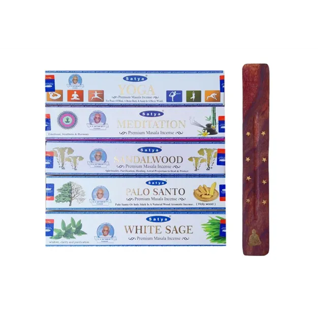 Aroma sticks (set) Satya Premium 5 pcs with stand