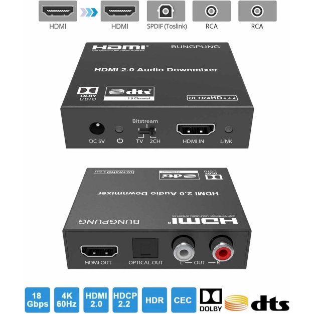 Аудіоекстрактор HDMI 18 Гбіт/с DV-MB02 Аудіоекстрактор HDMI 18 Гбіт/с DV-MB02
